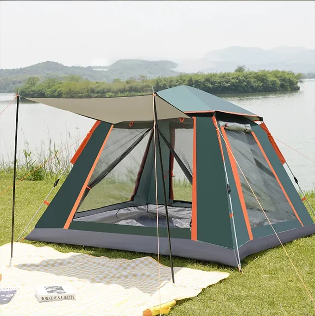Adorable 4-6 Person Outdoor Pop-Up Camping Tent with Canopy – Quick Setup, Portable & Durable
