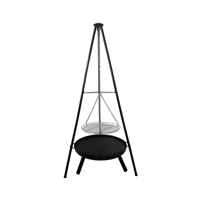 Tripod Grill with Hanging Grate & Fire Bowl – Outdoor BBQ Station