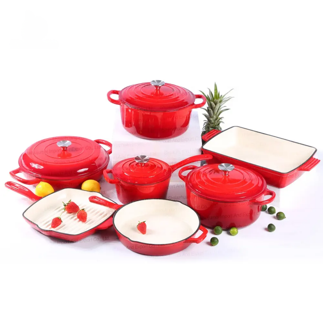 Premium 7-Piece Quality Enamel Cast Iron Cookware Set
