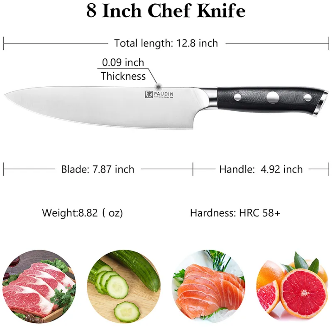 High-Quality 8 Inch Chef Knife – Ultra Sharp High Carbon Stainless Steel with G10 Handle