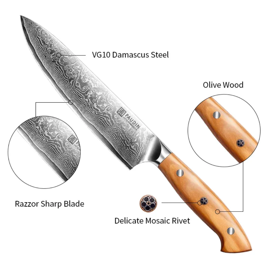 New Arrival – 8 Inch Chef’s Knife | 67-Layer Damascus Steel with Olive Wood Handle – Customized & Ultra