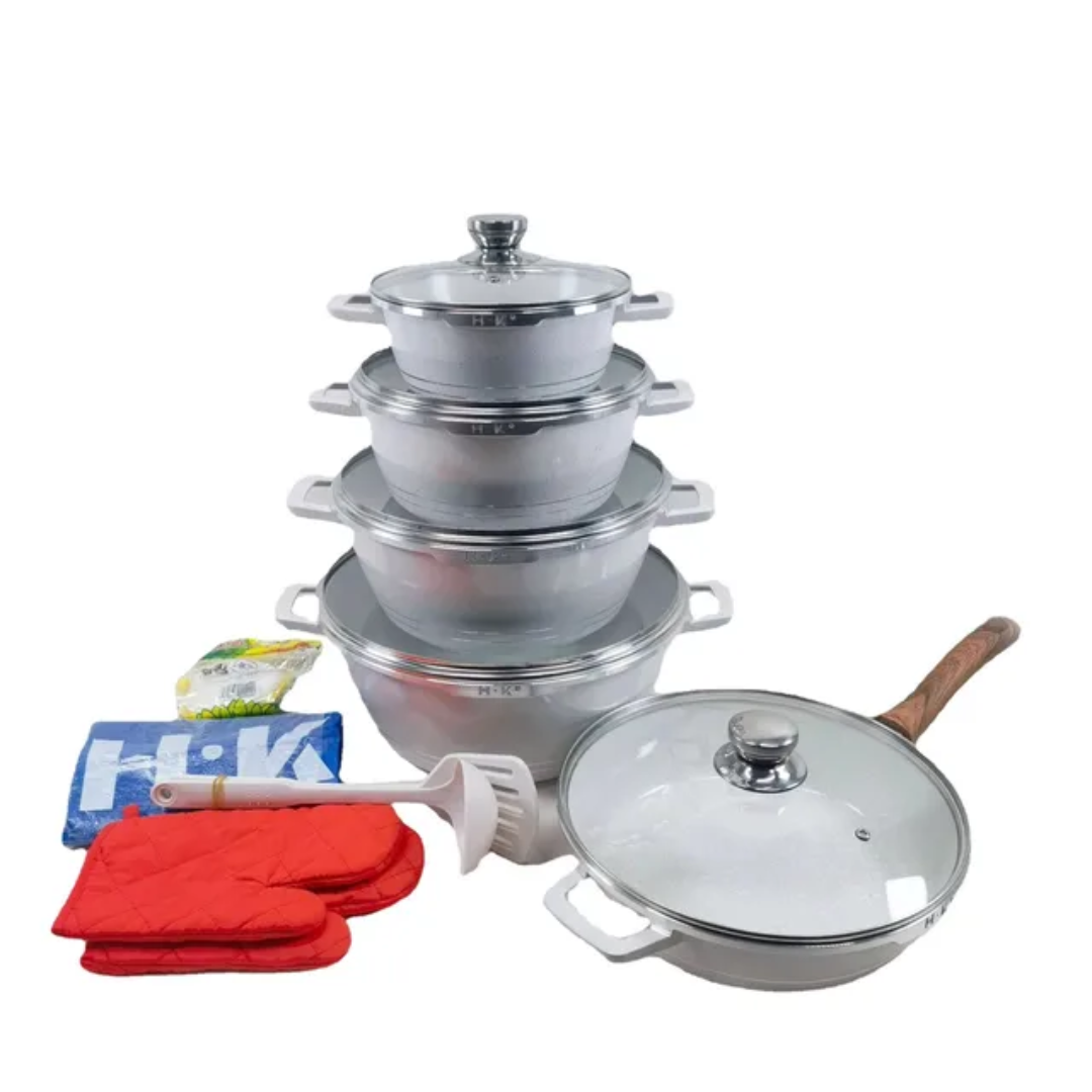 Multi-Color Hot Sale 16PCS Granite Marble Stone Cookware Set
