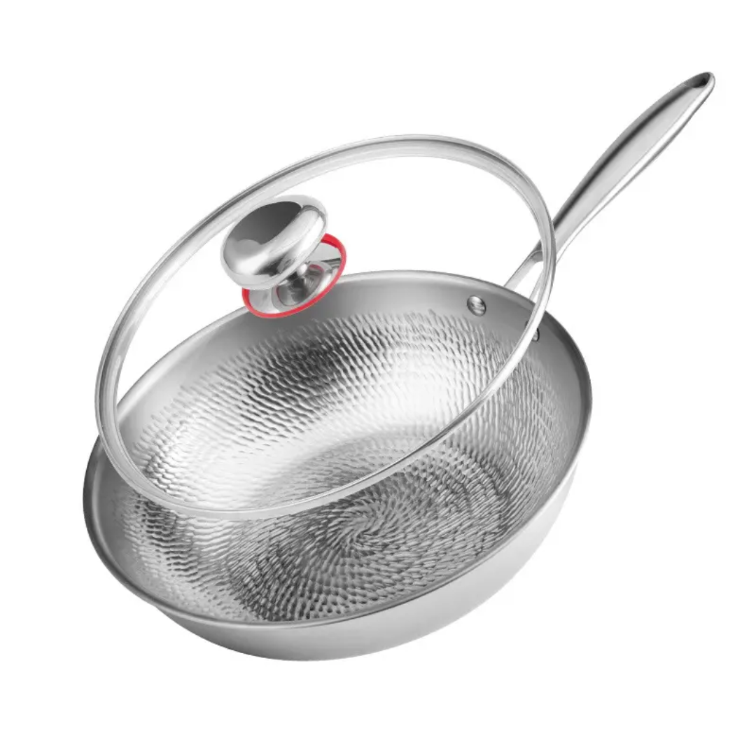 Titanium Hammered Wok with Lid – 30CM / 32CM / 34CM