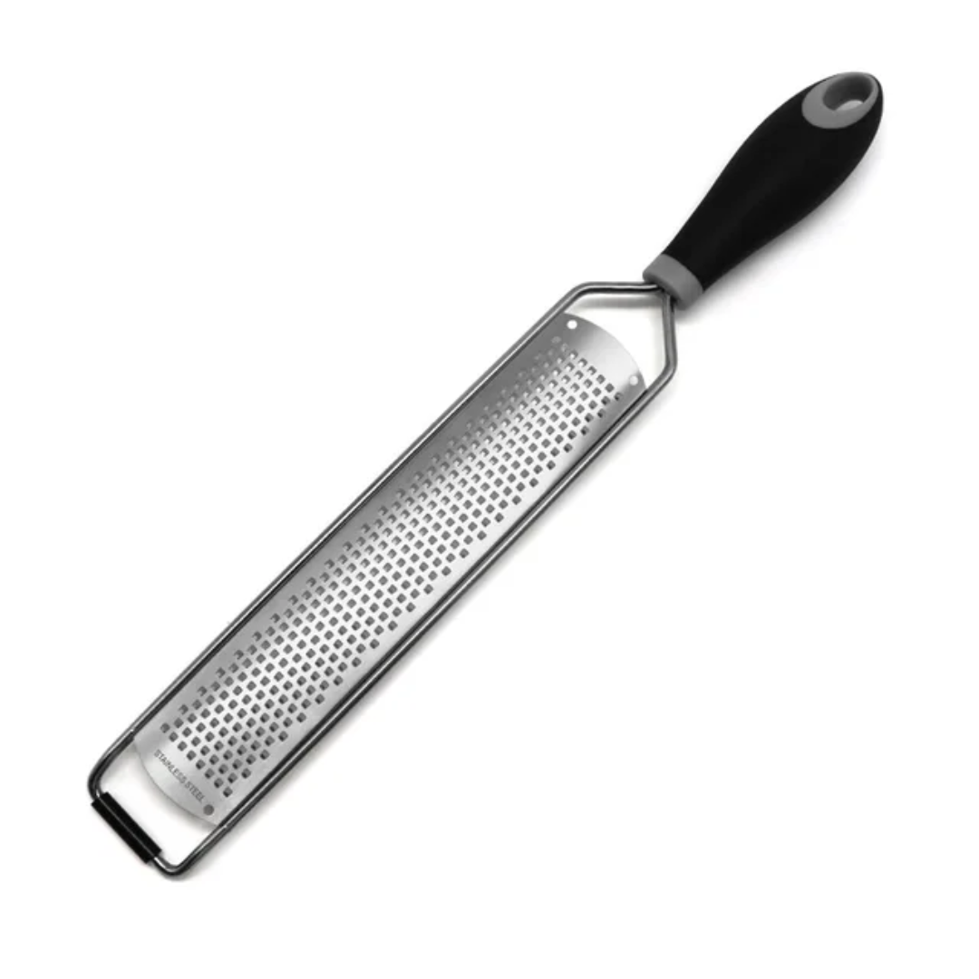 Lemon Zester & Citrus Grater - 304 Stainless Steel Tool for Cheese, Chocolate & Vegetables, 39cm x 4.5cm (Black / Yellow)