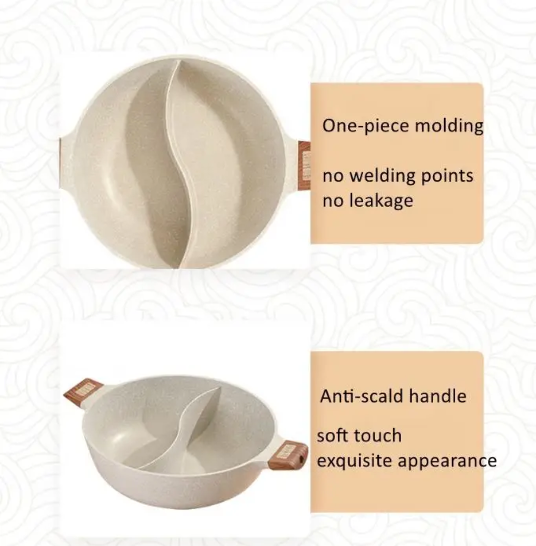 Non-Stick Hot Pot with Dual Divider | Premium Two-Flavor Cookware 32CM | 17CM