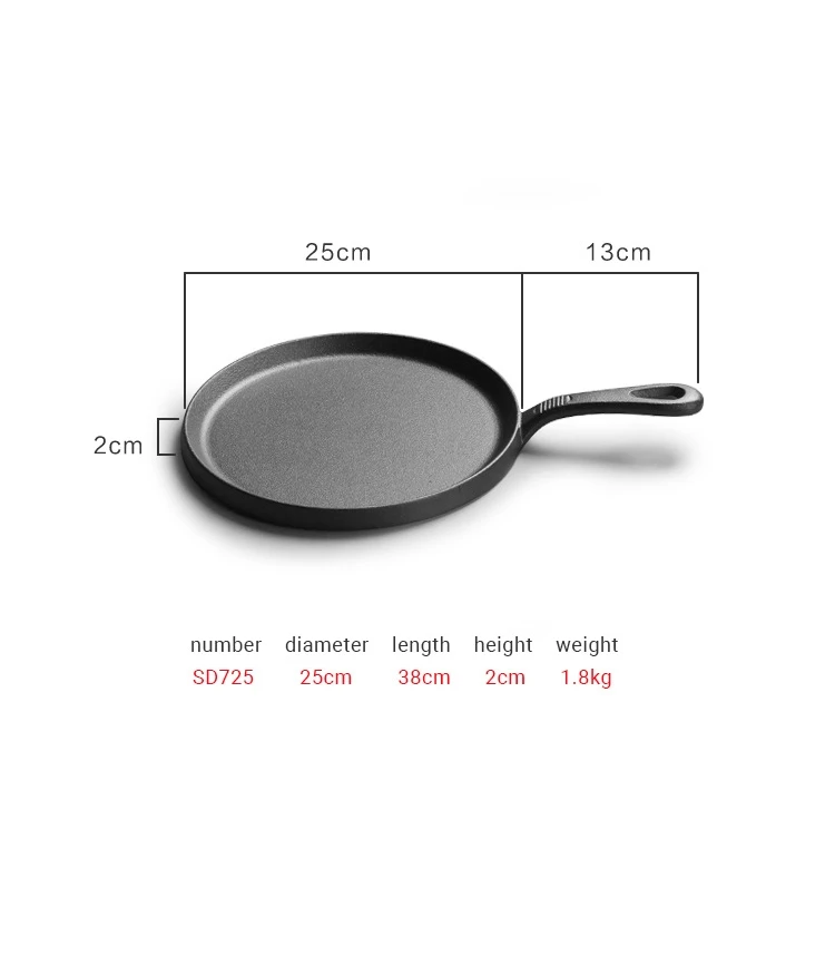 25cm Pre-Seasoned Cast Iron Flat Griddle & Tawa Pan | Anti-Slip Handle