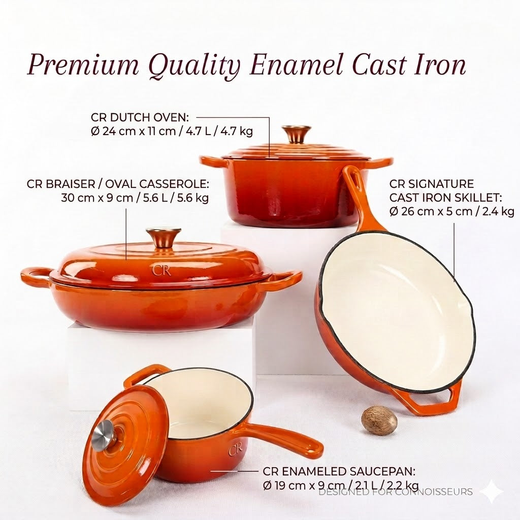 Adorable 4-Piece Enamel Cast Iron Cookware Set Orange – Complete Kitchen Set Lebanon