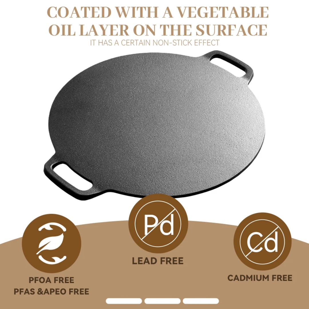 Cast Iron Griddle – Pre-Seasoned Flat Skillet with Natural Vegetable Oil for Induction, Stovetop & Oven