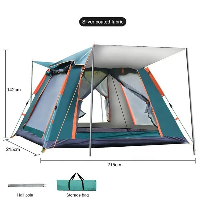 Adorable 4-6 Person Outdoor Pop-Up Camping Tent with Canopy – Quick Setup, Portable & Durable