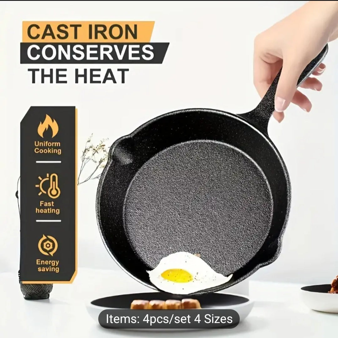 Premium Cast Iron Frying Pan – Non-Stick Skillet for Induction & All Cooktops (16/20/26/30cm)
Perfect for Breakfast, Omelettes, Pancakes & More