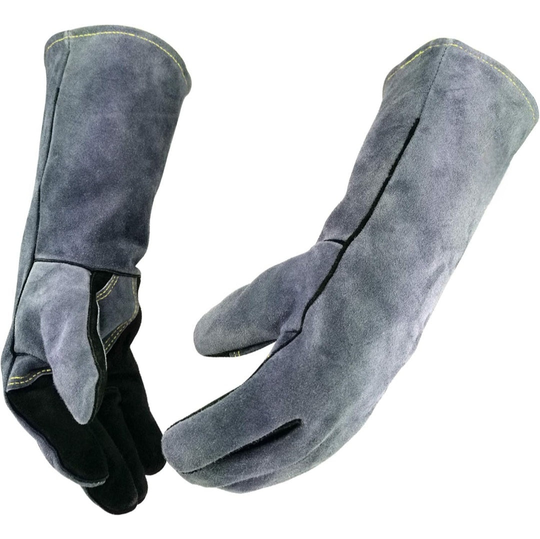 Heat Resistant Heavy Duty BBQ & Fireplace Gloves – Cowhide Leather