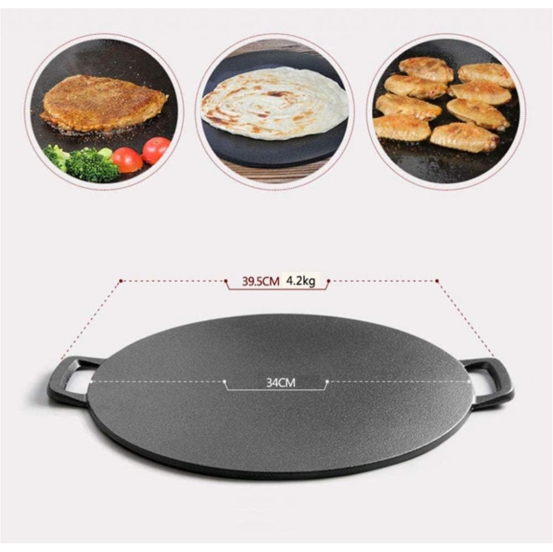 High-Quality Flat Cast Iron Frying Pan – Pre-Seasoned with Vegetable Oil