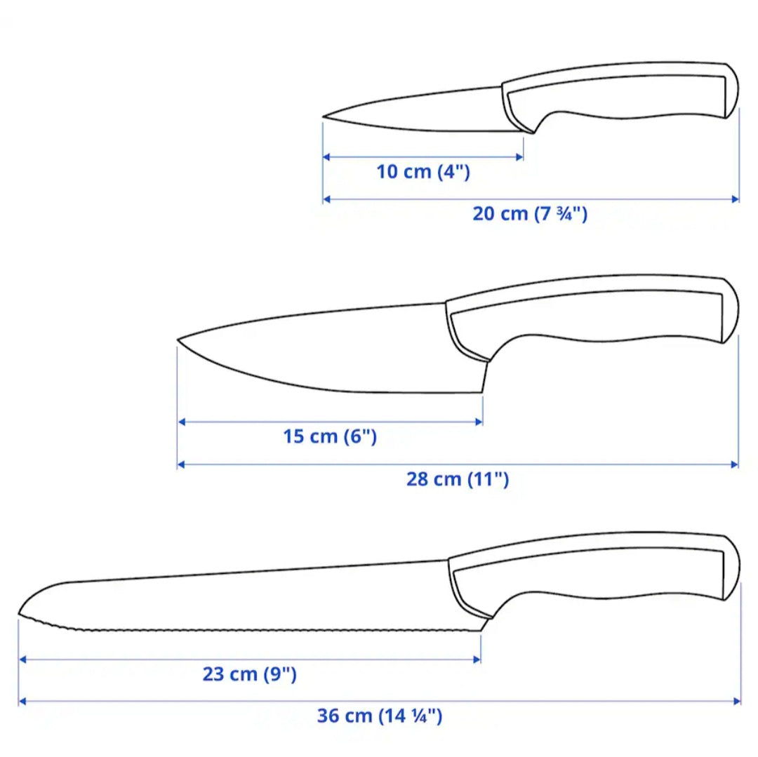 IKEA. ÄNDLIG 3-Piece Knife Set – Light Grey/White