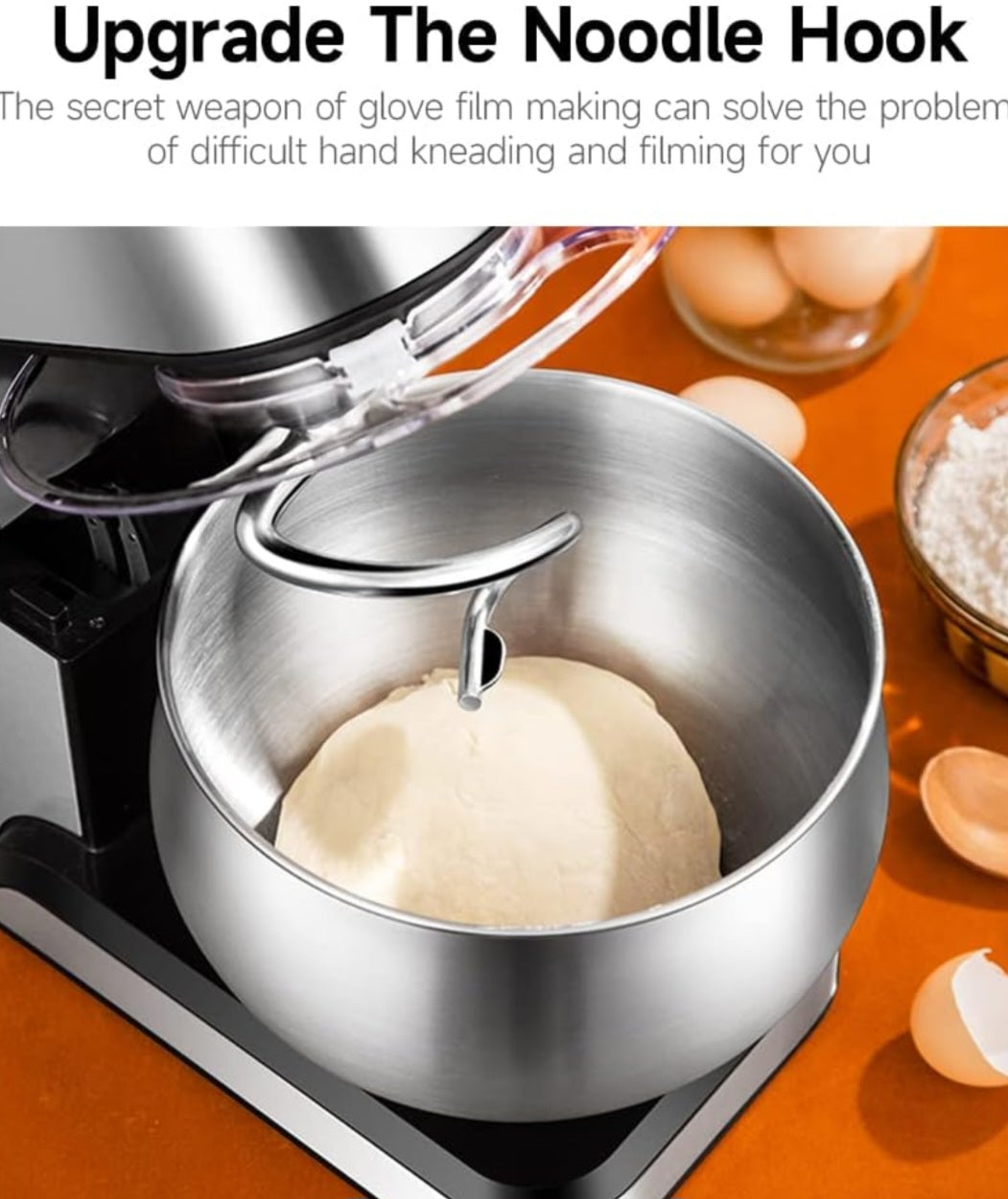 Cook Machine Household Mini Dough Mixer 6 Speed Super Large Digital Display LCD 6L Stainless Steel Bowl Noise Small Automatic Kneading Mixer Electric Egg Beater