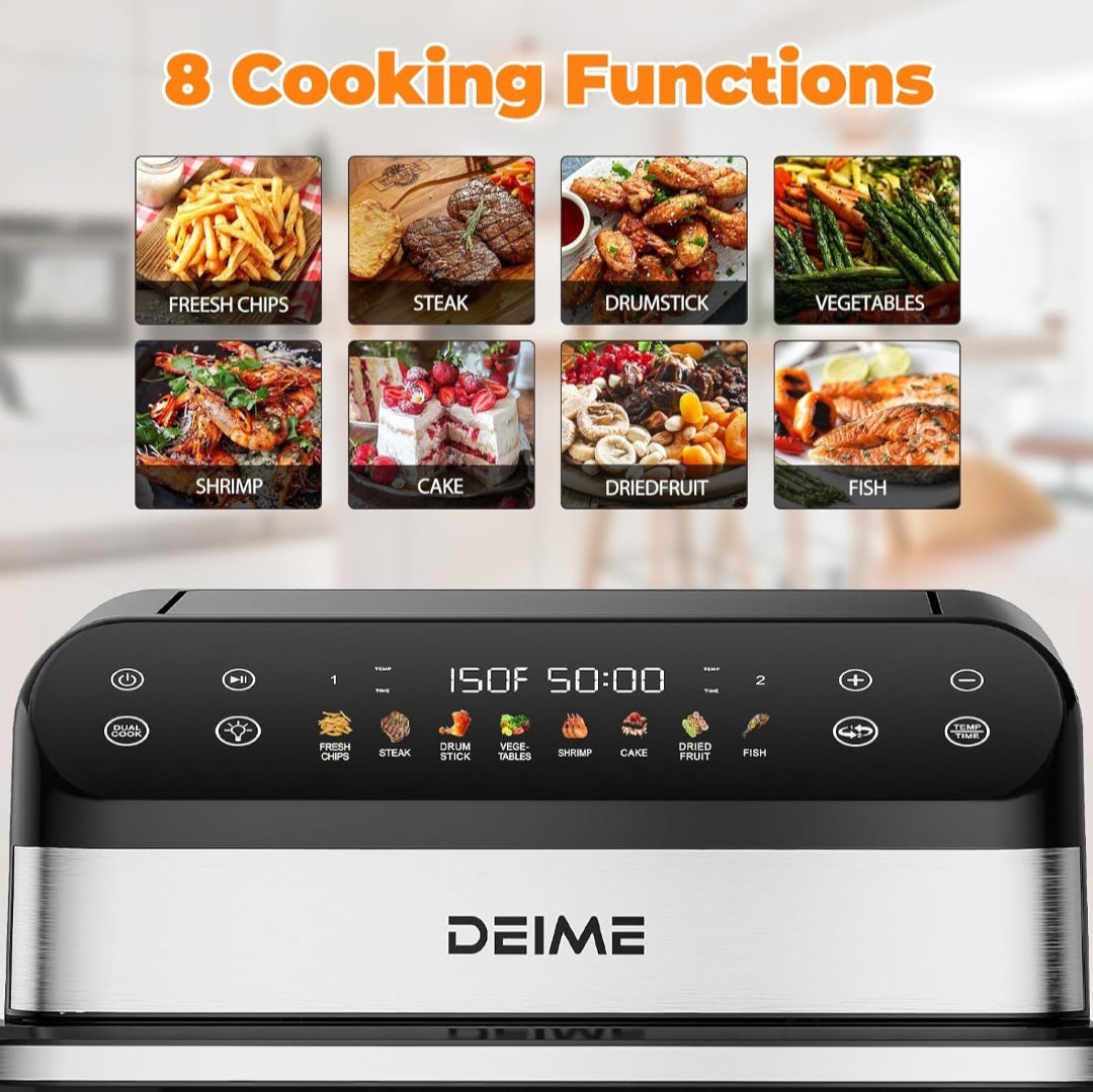DEIME Dual Zone Air Fryer 10.6 QT – Large Capacity, Healthy Cooking Made Easy