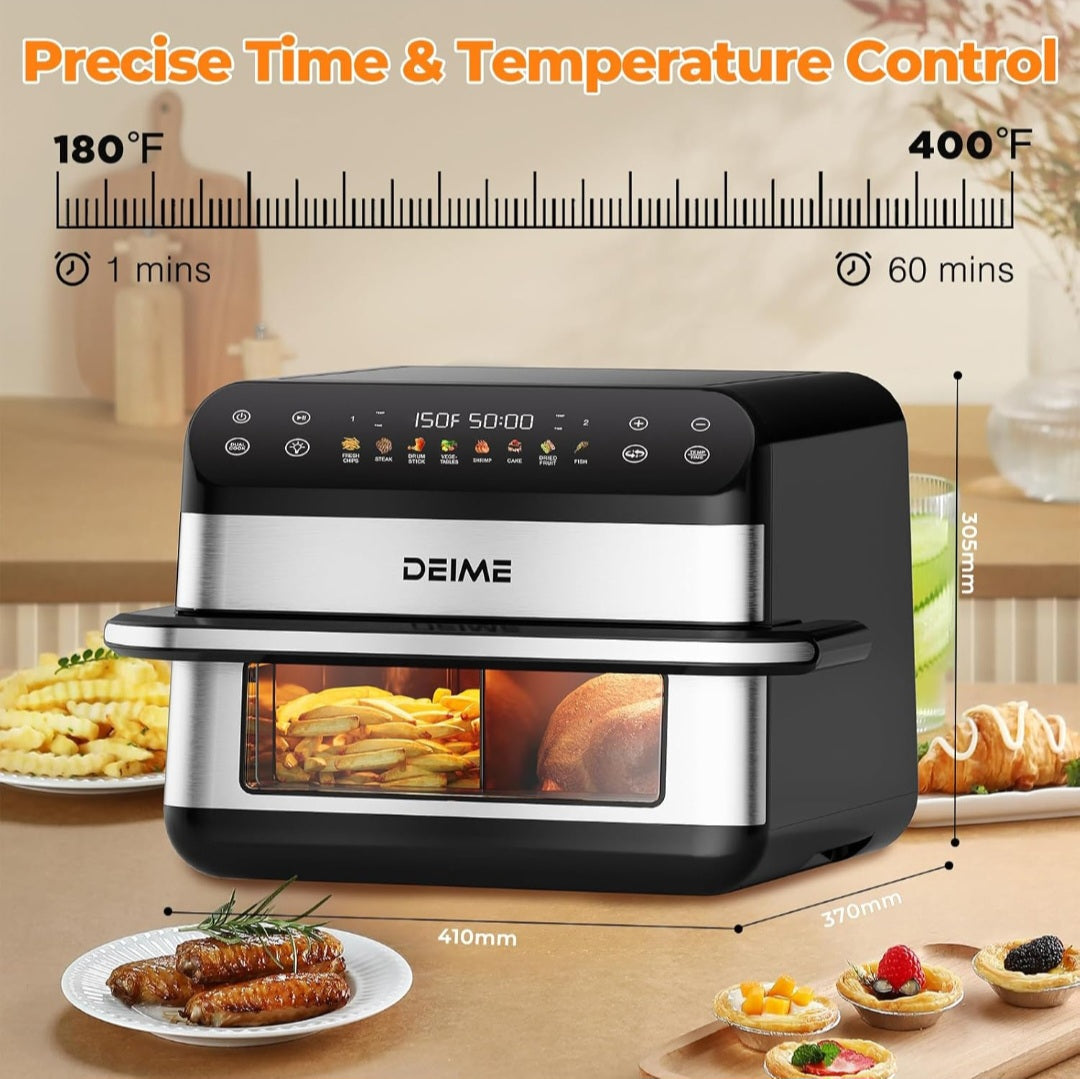 DEIME Dual Zone Air Fryer 10.6 QT – Large Capacity, Healthy Cooking Made Easy
