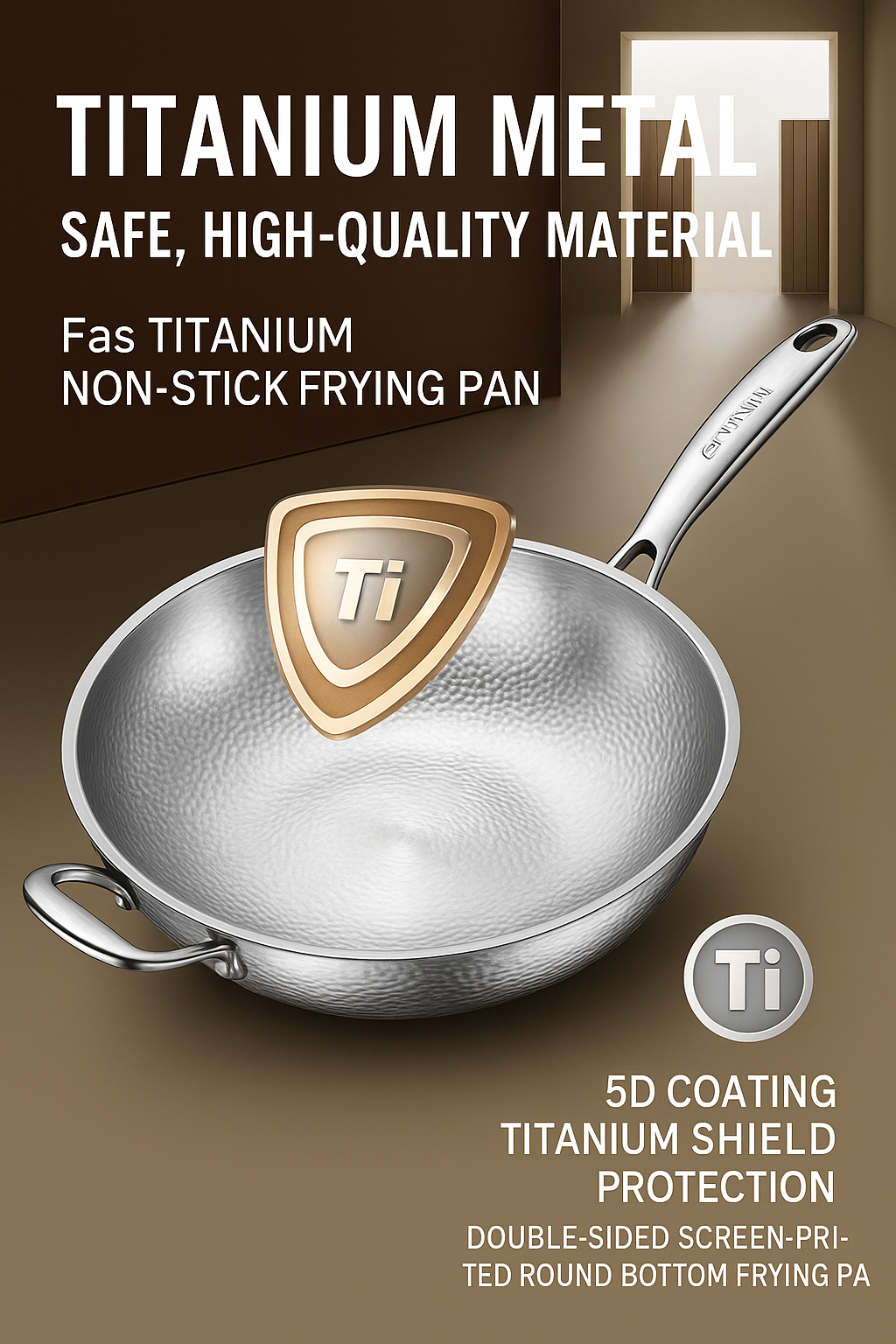 Titanium Hammered Wok with Lid – 30CM / 32CM / 34CM