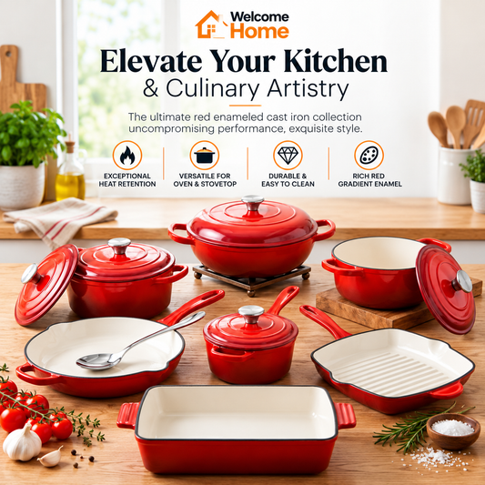 Enamel Cast Iron Cookware Set  7-Piece – Premium Kitchen Collection