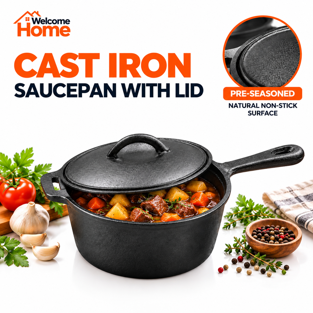 Cast Iron Dutch Oven & Soup Pot – Multi-Purpose Deep Fryer Cookware