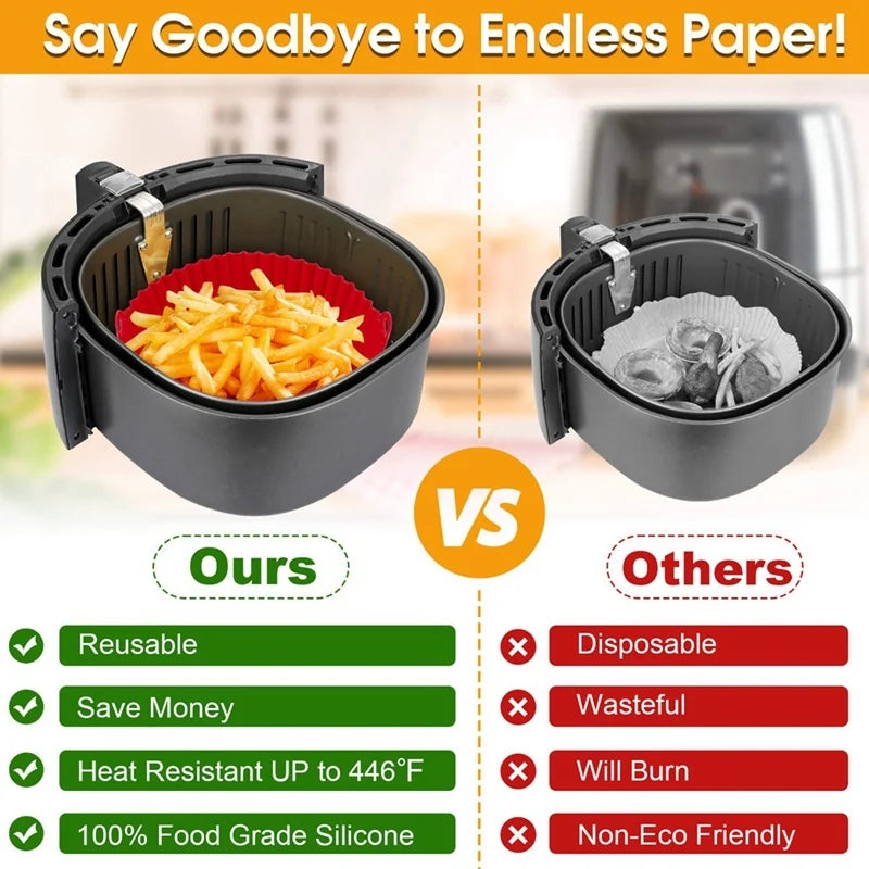 Airfryer Silicone BBQ Basket Mat – Reusable Nonstick Baking Tray & Grill Pan Liner – BPA Free