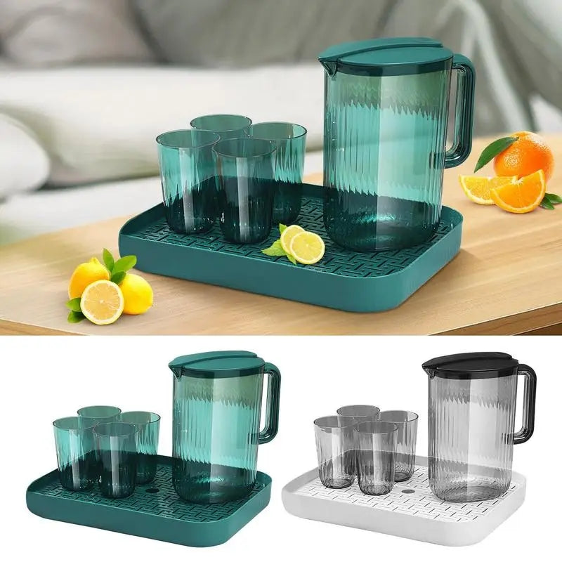 Set of 6-Piece Pitcher and 4 cups with elegant tray