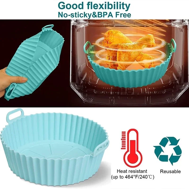 Airfryer Silicone BBQ Basket Mat – Reusable Nonstick Baking Tray & Grill Pan Liner – BPA Free