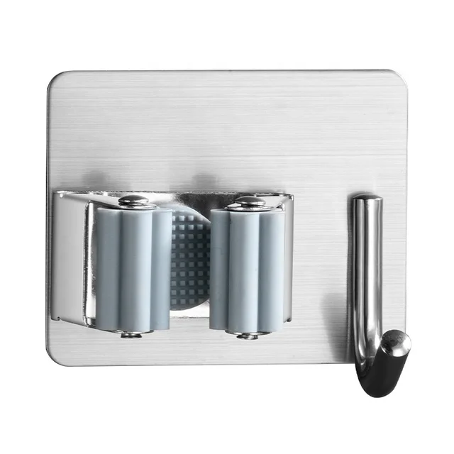 Wall-Mounted Broom & Mop Holder – No-Drill, Space-Saving Organizer