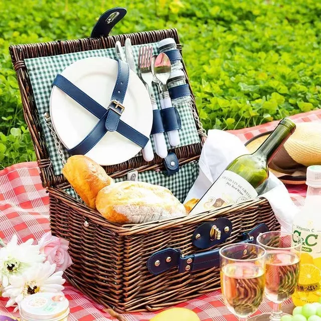 Picnic Basket 46 x 30 x 20 cm Rectangular Willow Wood for 4 People