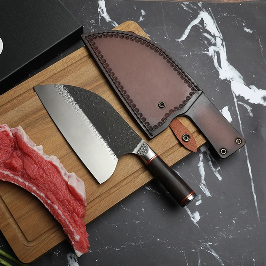 Premium Forged Carbon Steel Chef Knife with Sheath – Professional Quality