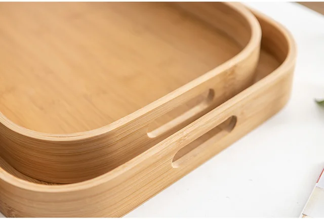 Natural Bamboo Wooden Trays Set