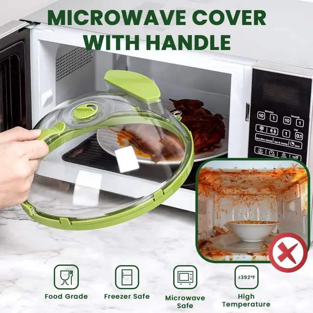 30.5 cm Transparent Microwave Cover – Round Flip-Top Lid with Adjustable Steam Vents & Water Storage Box