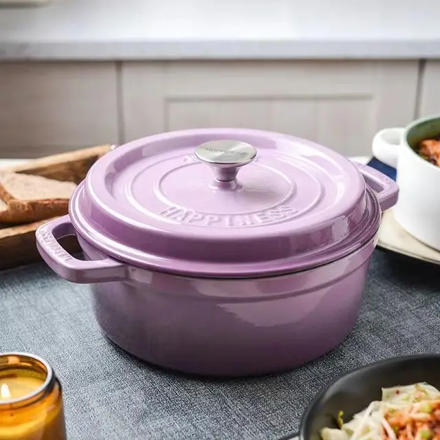 Enamel Cast Iron purple pot 25 cm 