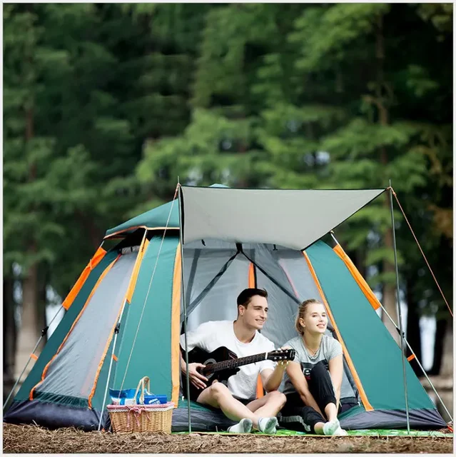 Adorable 4-6 Person Outdoor Pop-Up Camping Tent with Canopy – Quick Setup, Portable & Durable