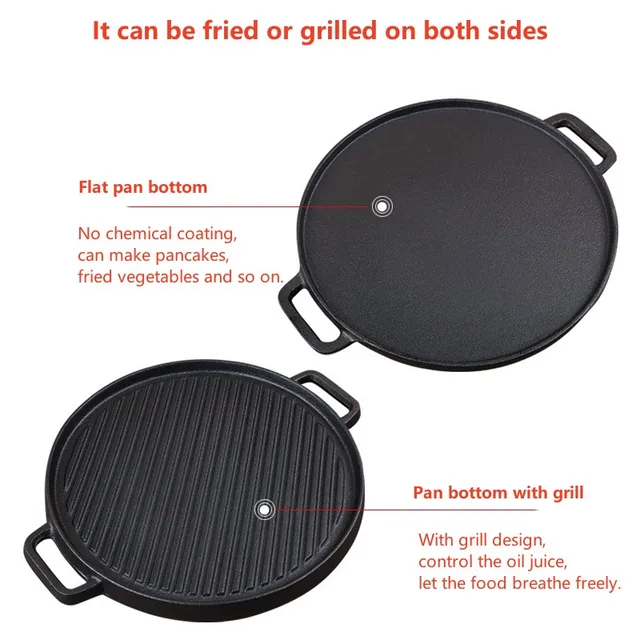 Cast Iron Reversible Grill/Griddle – 2-in-1 Skillet with Handle