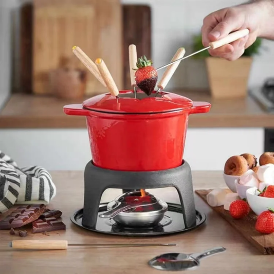 Cast iron Fondue Set – Complete 10-Piece Kit
