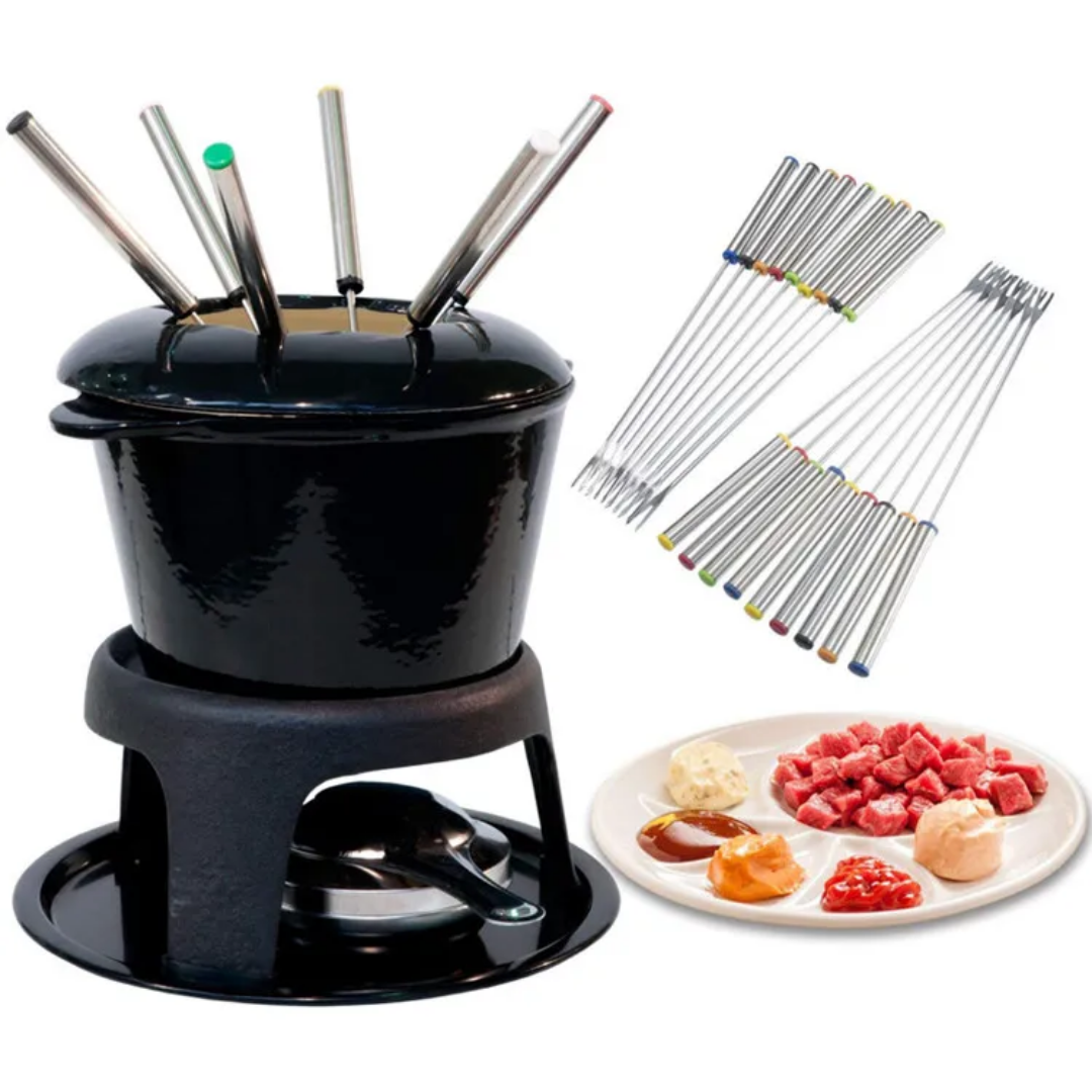Cast iron Fondue Set – Complete 10-Piece Kit
