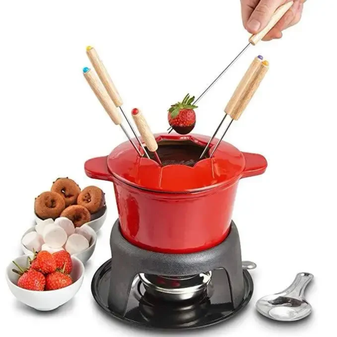 Cast iron Fondue Set – Complete 10-Piece Kit