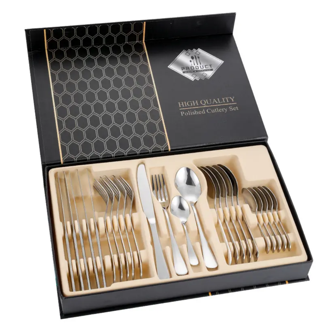24-piece cutlery set:Luxury Stainless Steel Cutlery Set – 24 Pieces