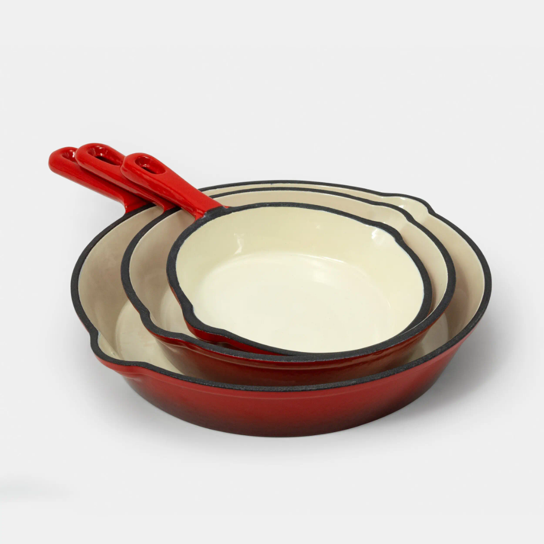 Enamel Cast Iron Pan set 16/20/25cm