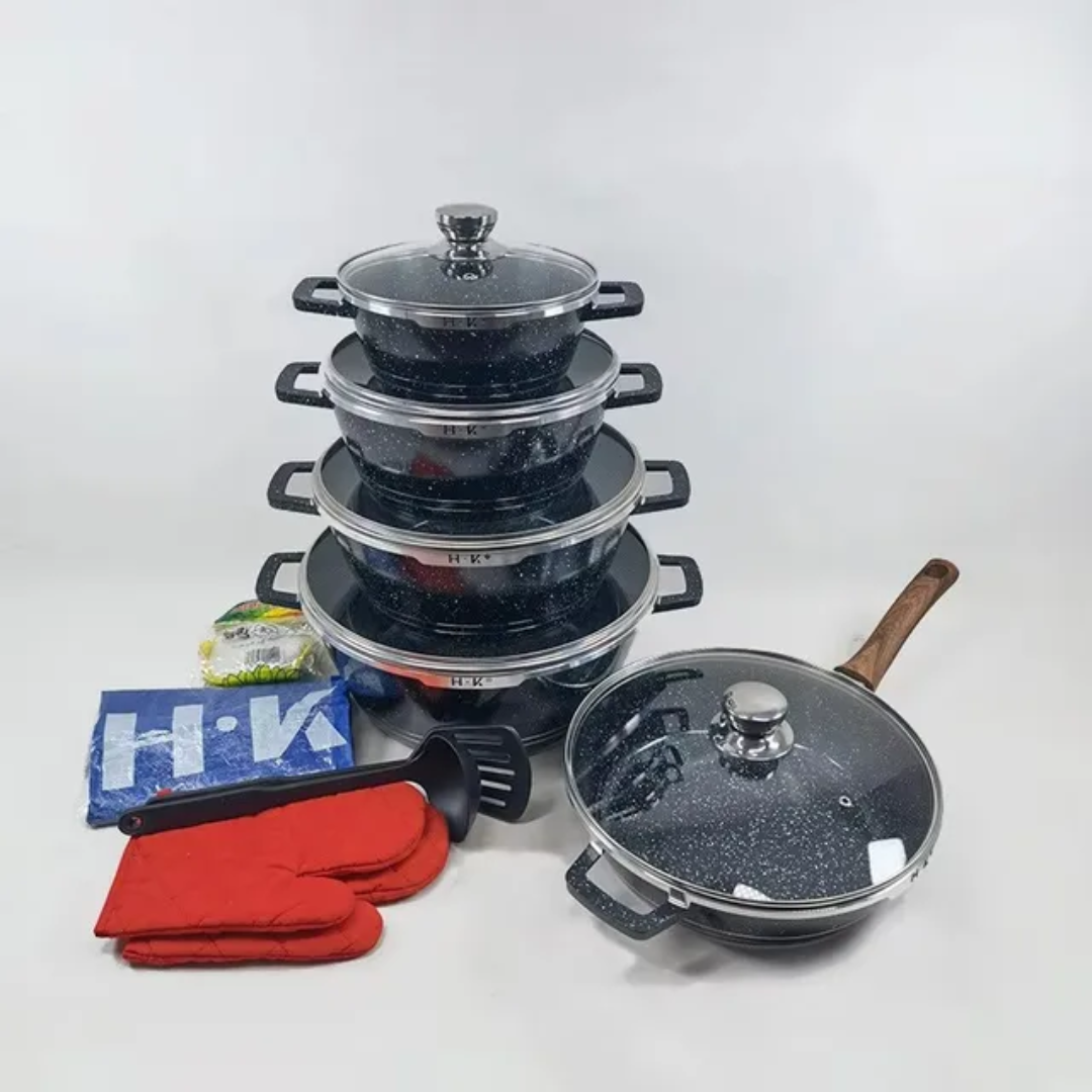 Multi-Color Hot Sale 16PCS Granite Marble Stone Cookware Set