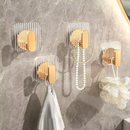 Luxury Acrylic Bathroom Wall Hooks – Clear & Gold 5.4cm