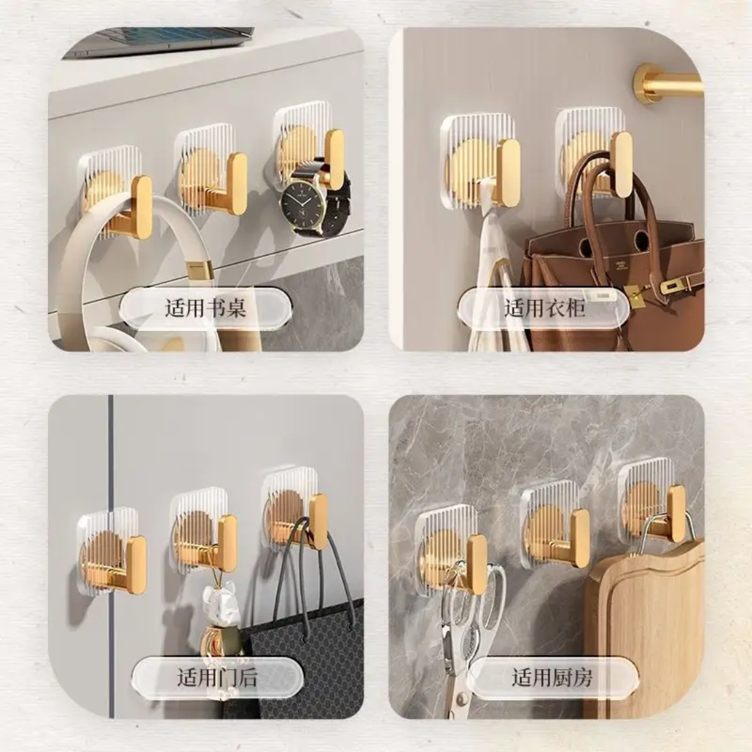 Luxury Acrylic Bathroom Wall Hooks – Clear & Gold 5.4cm