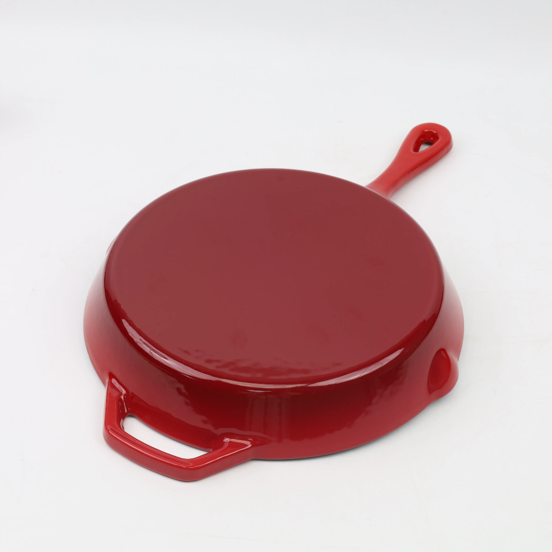 Cook like a pro with this durable 26cm Enamel Coated Cast Iron Fry Pan,