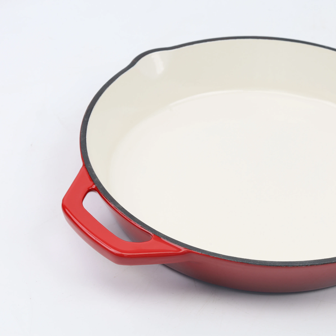 Cook like a pro with this durable 26cm Enamel Coated Cast Iron Fry Pan,