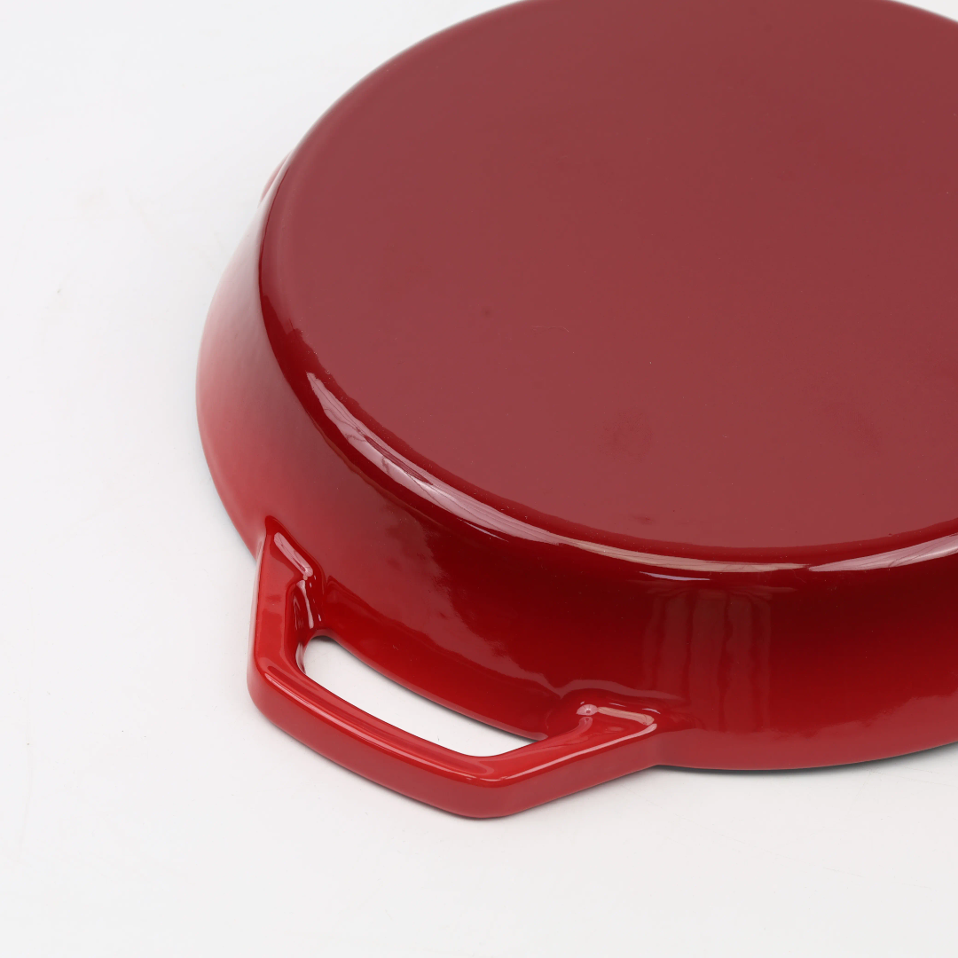 Cook like a pro with this durable 26cm Enamel Coated Cast Iron Fry Pan,