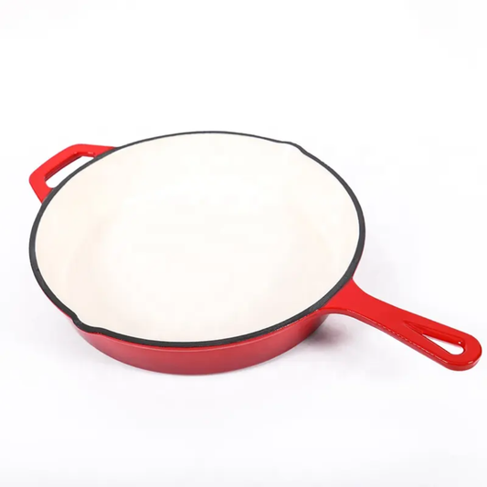 Cook like a pro with this durable 26cm Enamel Coated Cast Iron Fry Pan,
