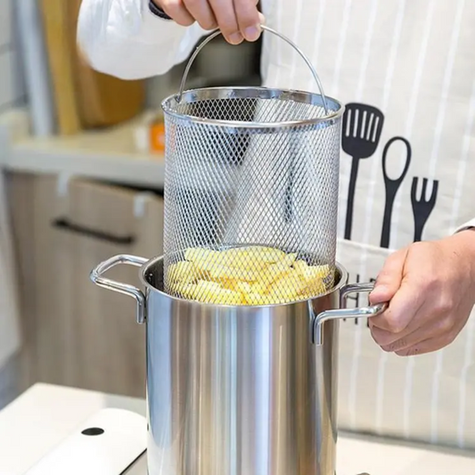 Premium 3-Ply Stainless Steel Frying Pot with Mish and lid