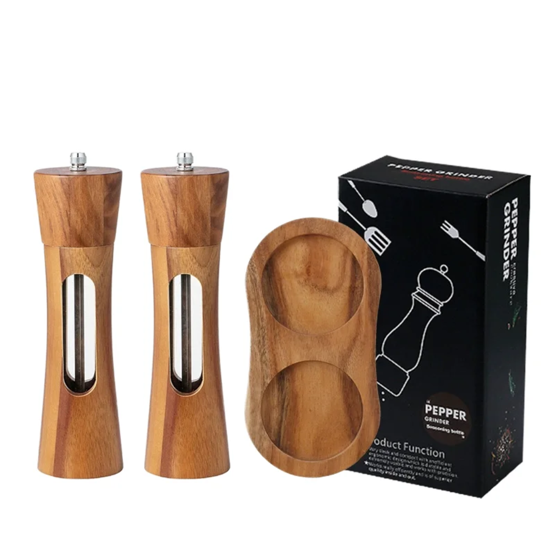 Premium Wooden Salt and Pepper Mill Set