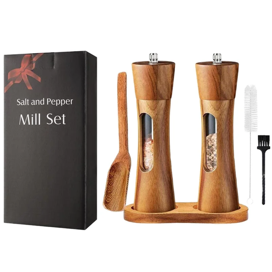 Premium Wooden Salt and Pepper Mill Set