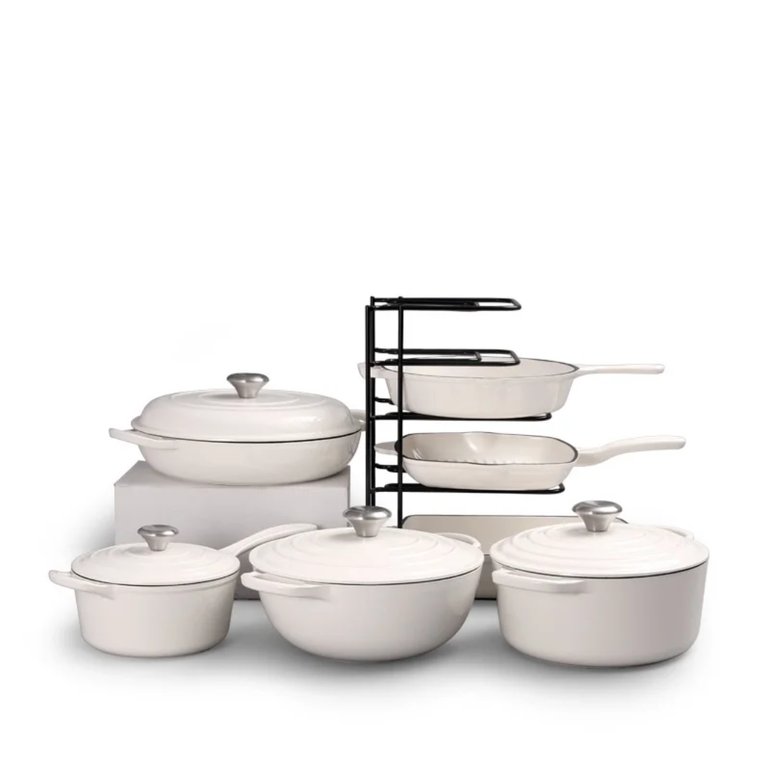 Premium 7-Piece Quality Enamel Cast Iron Cookware Set
